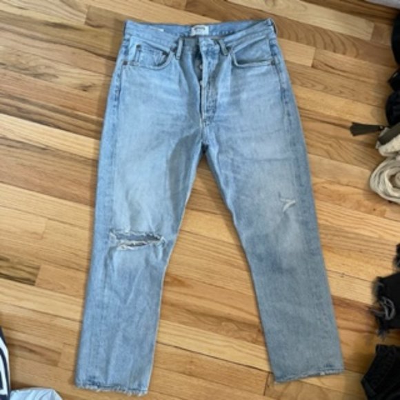 Agolde Light Blue Straight Leg Jeans - Picture 6 of 6